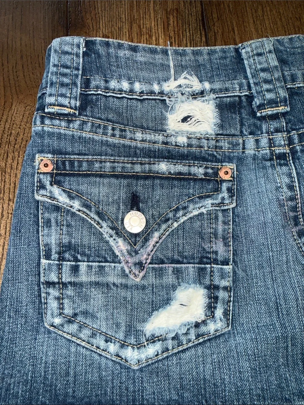 Hudson Jeans Blue Distressed Denim Mini Skirt 2004